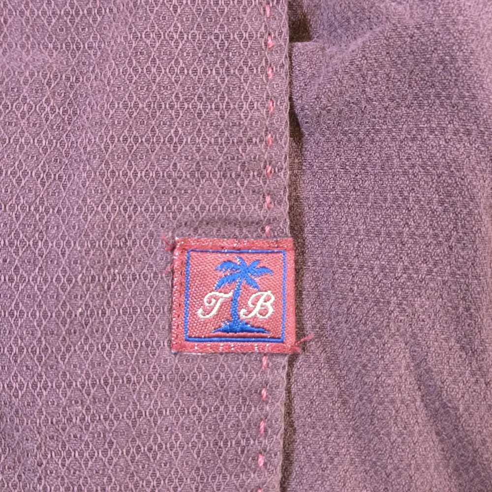 Tommy‎ Bahama Men's Silk Casual Wine Red Striped Shirt Sleeve Shirt Size Large